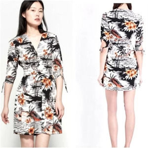 Maje Rolina Hawaiian Tropical Print Button Front Dress Sz 1 = Small